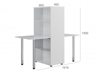 Двойно бюро с етажерка KC-01 (бяло структорен)